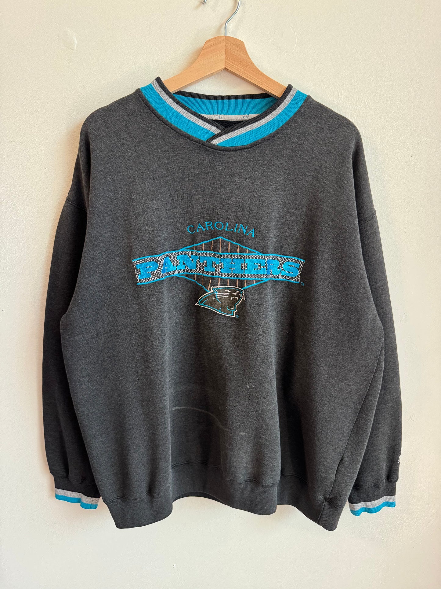 1990s Carolina Panthers Faded Embroidered NFL Starter Crewneck (XL)