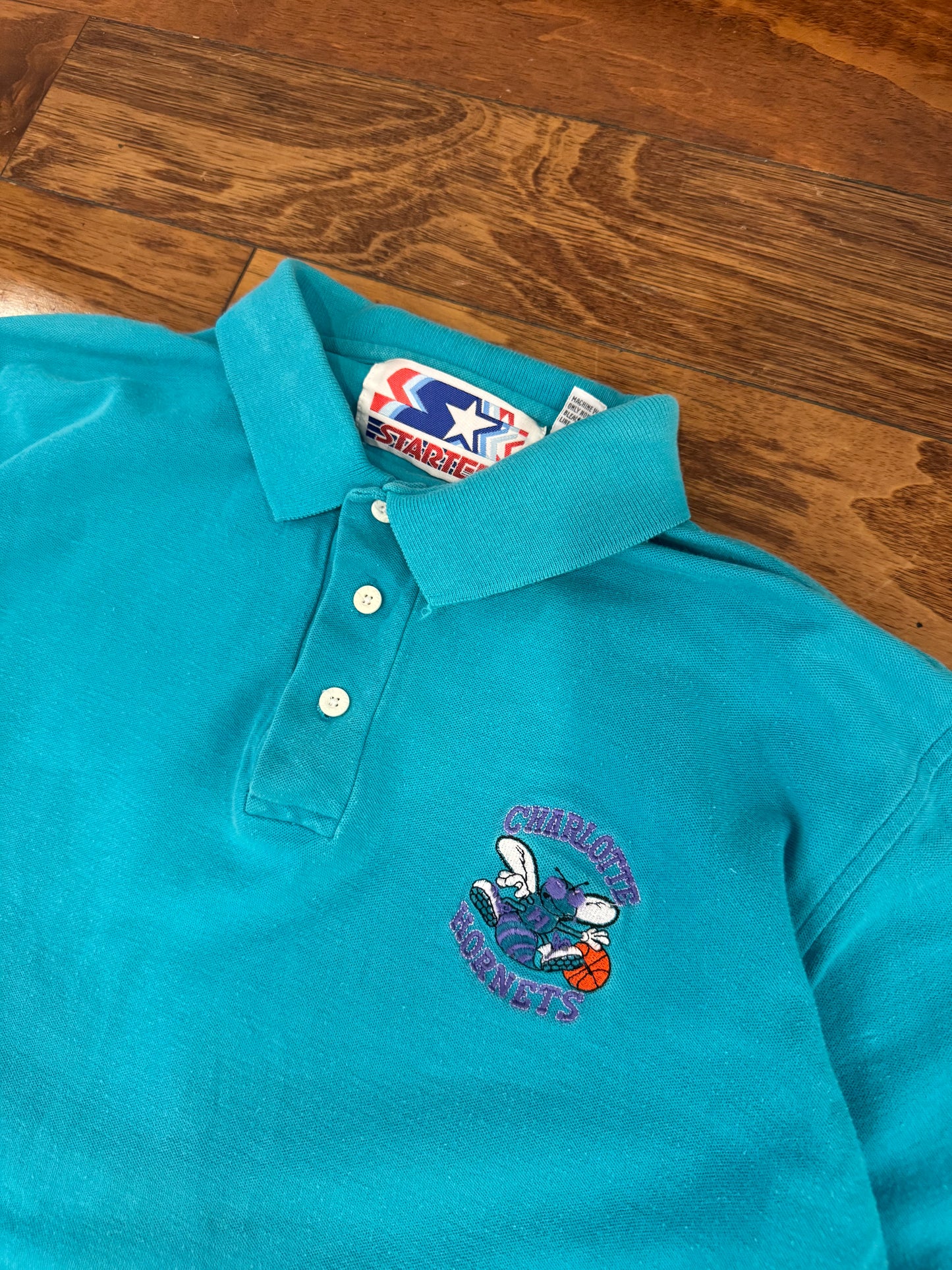 90s Charlotte Hornets Vintage Starter Boxy Polo Shirt (M)