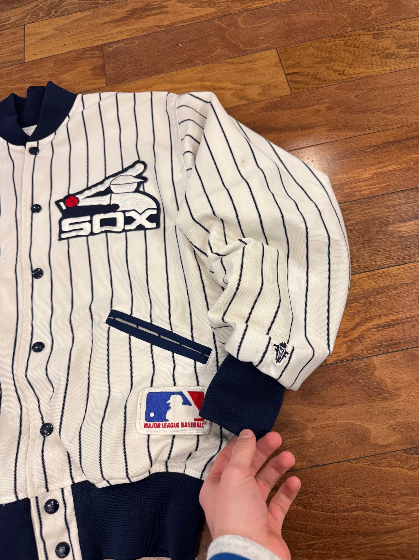 80s Chicago White Sox Vintage Pinstripe Coach Jacket (M)