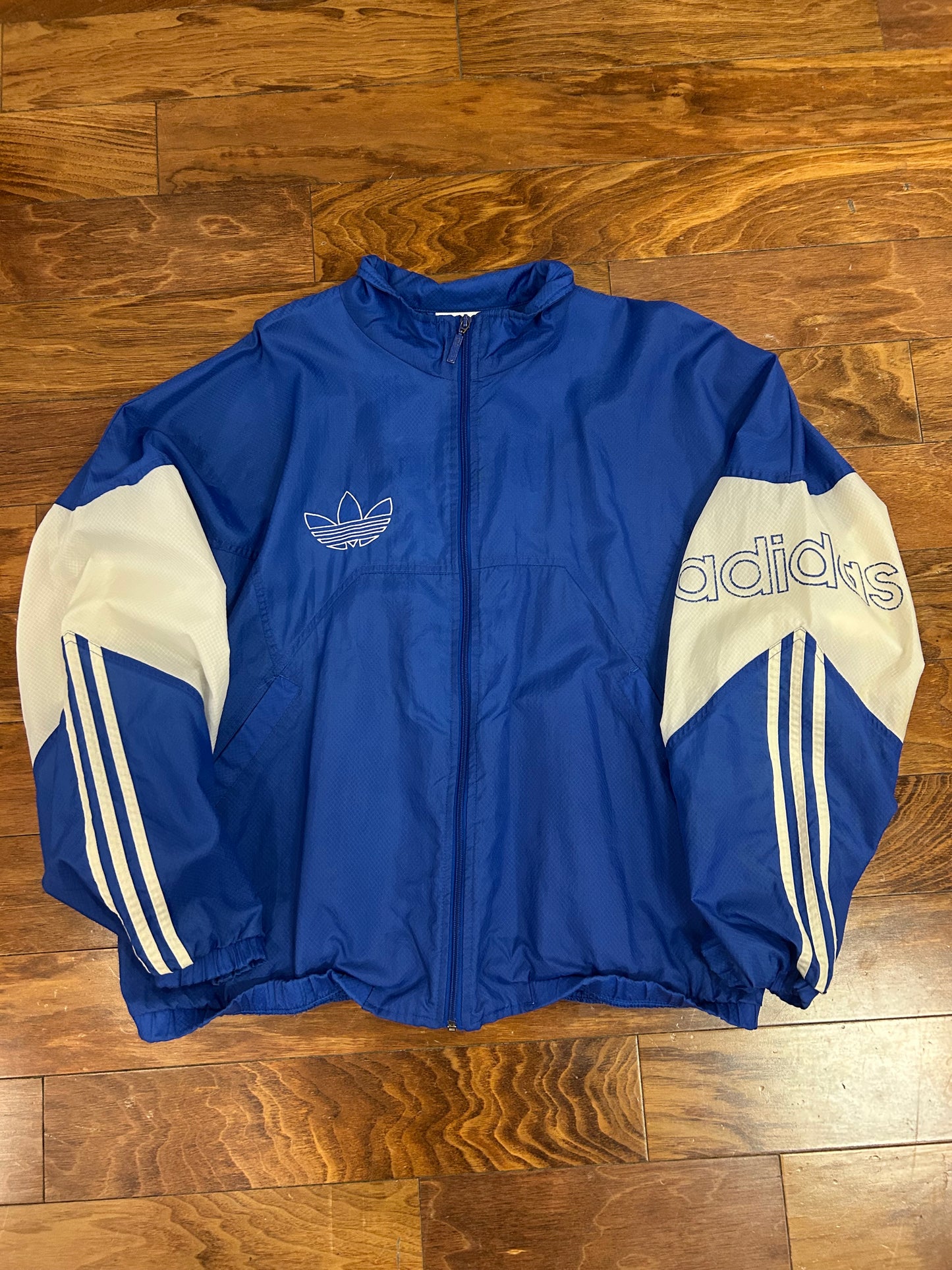 80s Adidas Blue Stained Windbreaker (L)