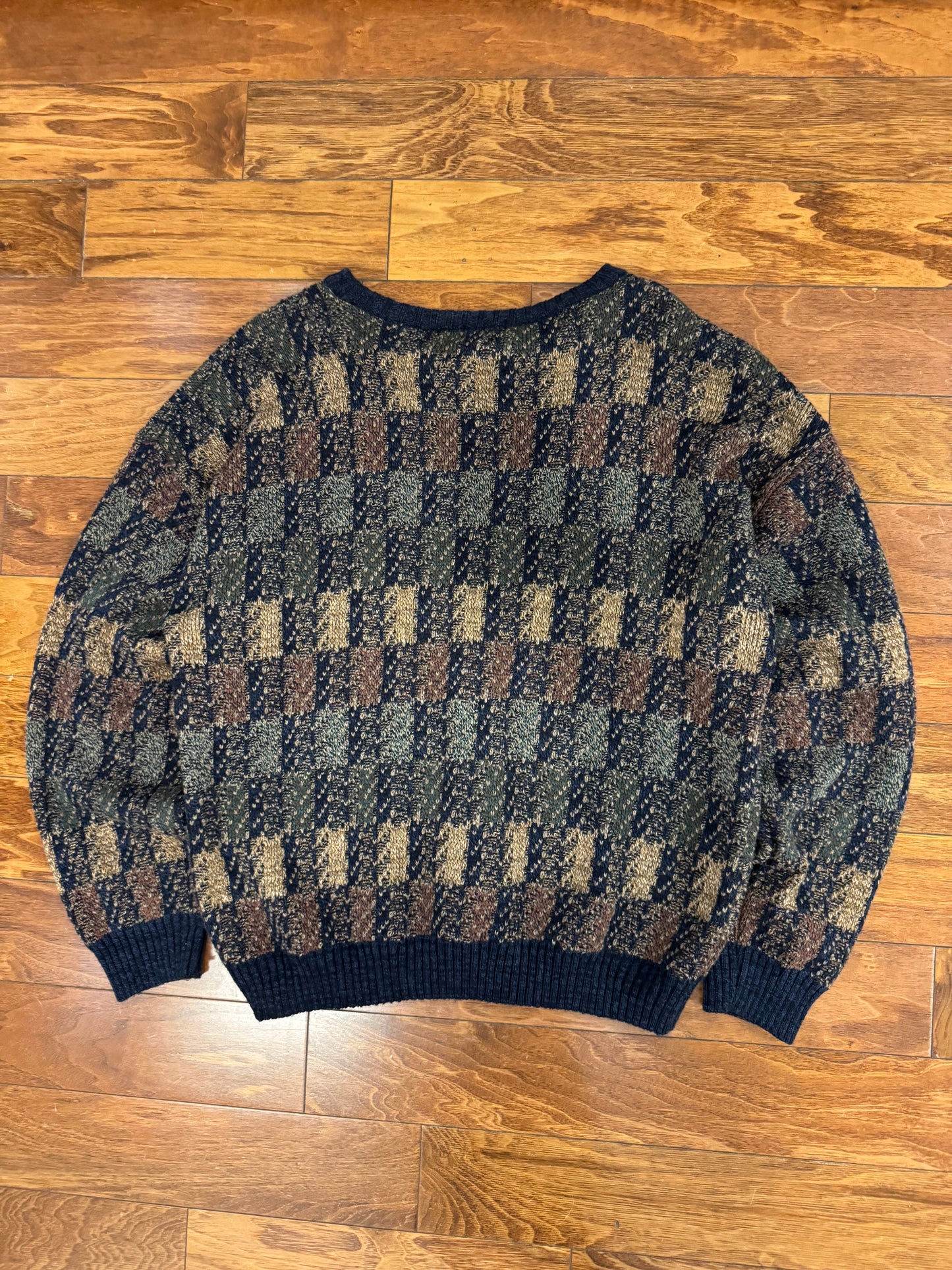 90s Geoffrey Beene Square Pattern Sweater (XL)