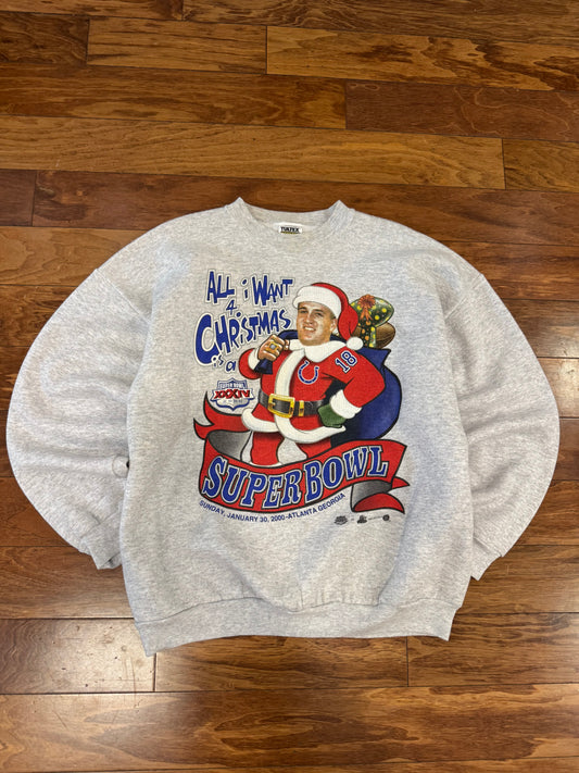 2000 Indianapolis Colts Peyton Manning "All I Want 4 Christmas" Crewneck (XL)