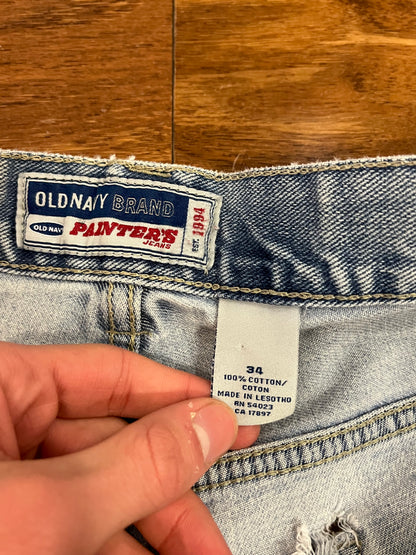 2005 Old Navy Carpenter Distressed Baggy Shorts (36)