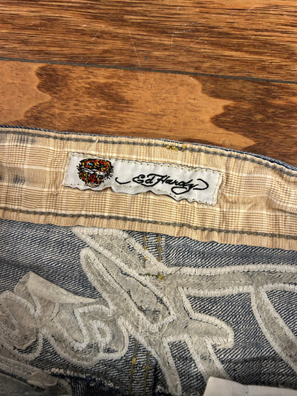 00s Ed Hardy Embroidered Skull Jeans (36 x 32)
