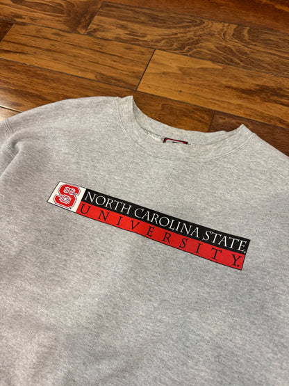 90s NC State Grey Spell Out Vintage Crewneck (M)