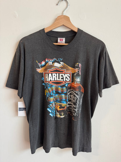 1987 Harley Davidson Jack Daniel  Good Whiskey Holoubek Faded Tee (L)