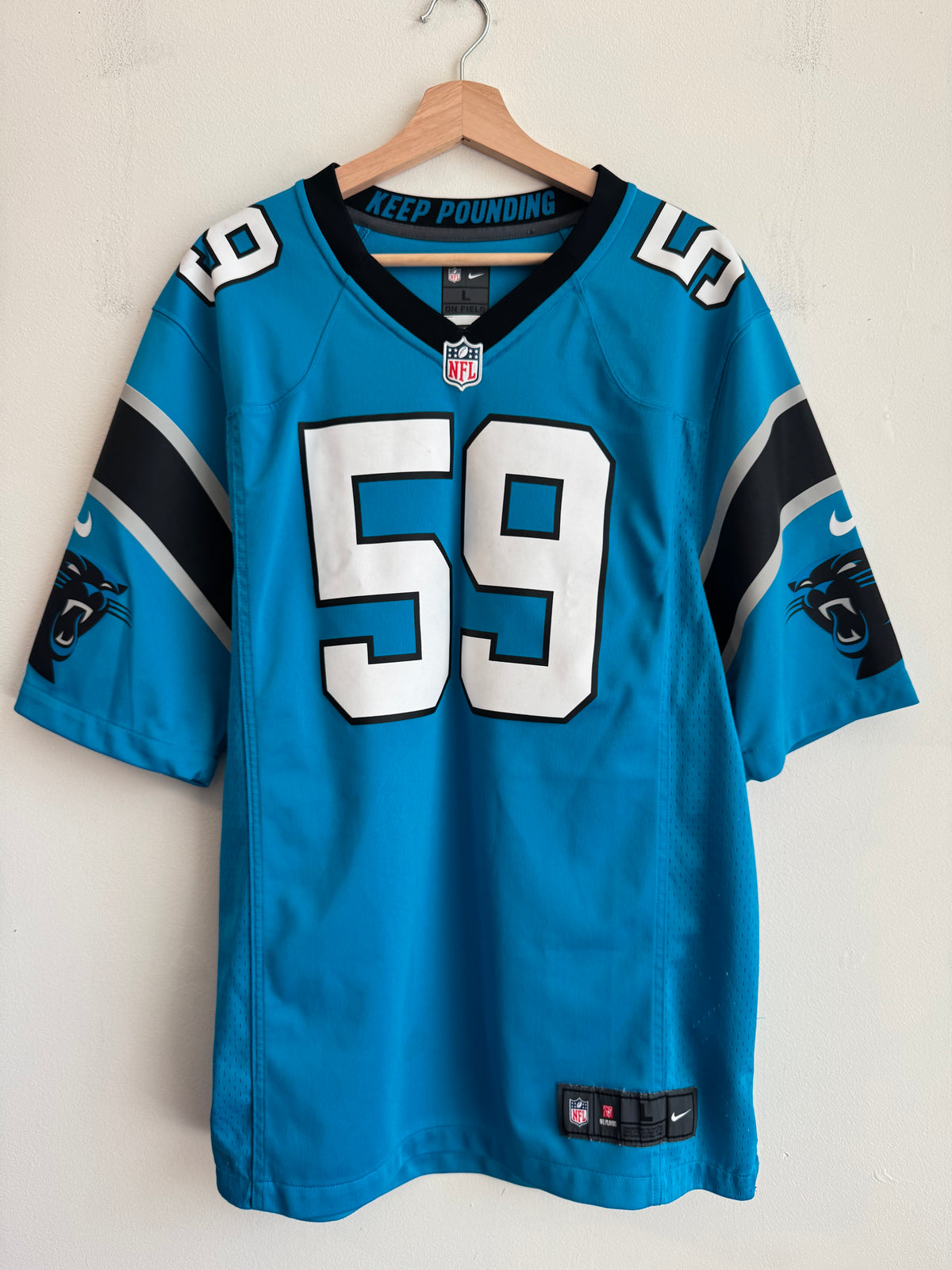 2016 Luke Kuechly Electric Blue Nike Jersey (L)