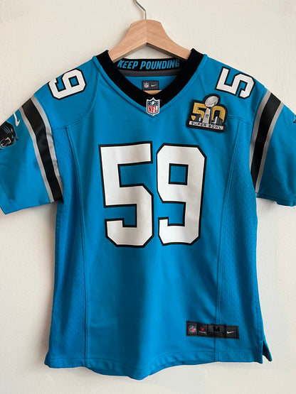 2016 Carolina Panthers Luke Kuechly SB 50 Blue Jersey (Youth M)