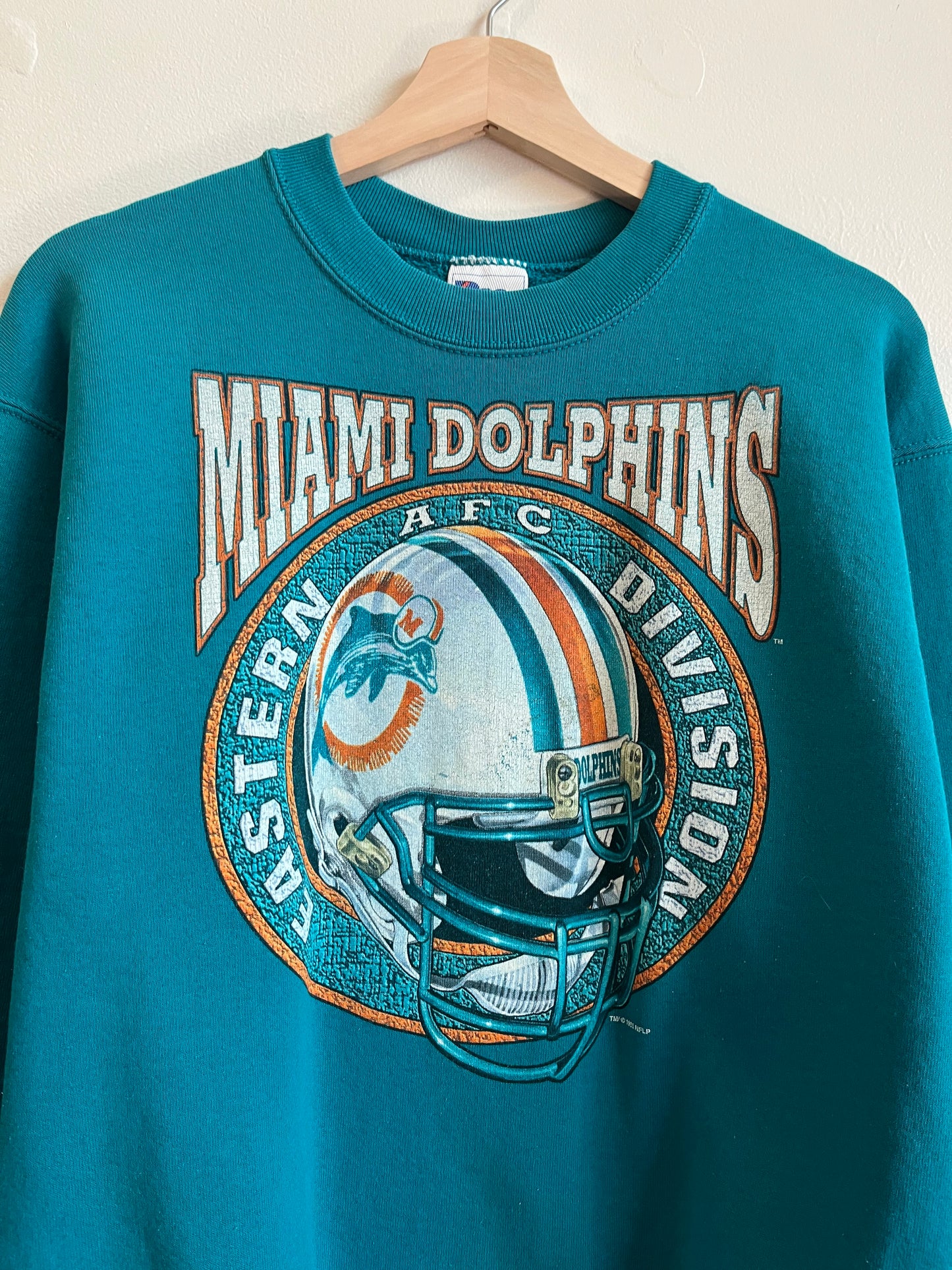 1995 Miami Dolphins Teal Pro Player Helmet Crewneck (M)