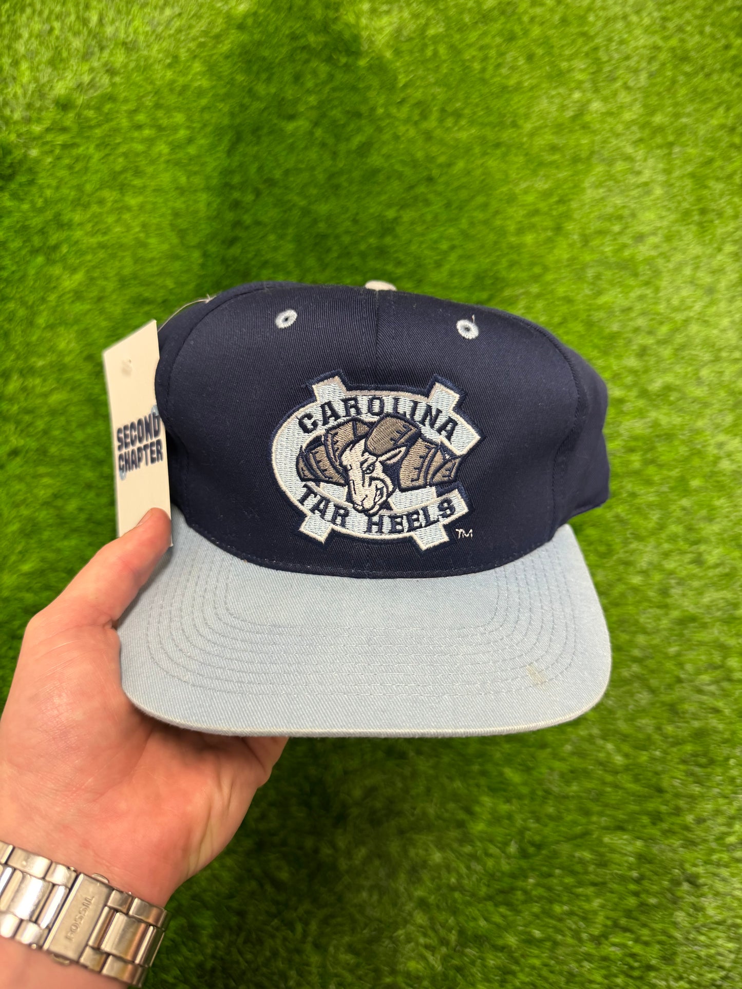 90s University of North Carolina (UNC) Two Toned Vintage Snapback Hat (OS)