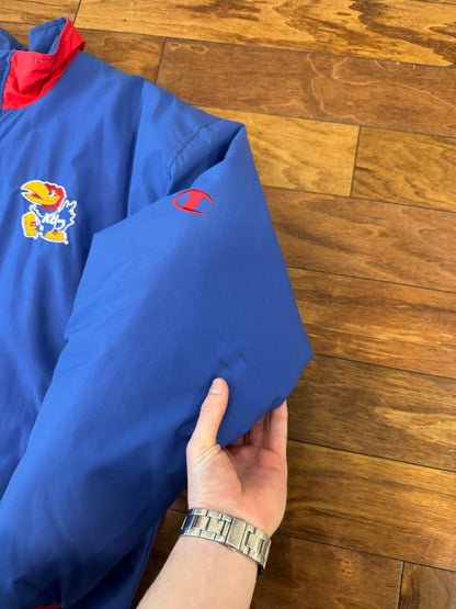 90s Kansas University (KU) Vintage Jayhawks Champion Puffer Jacket (XL)