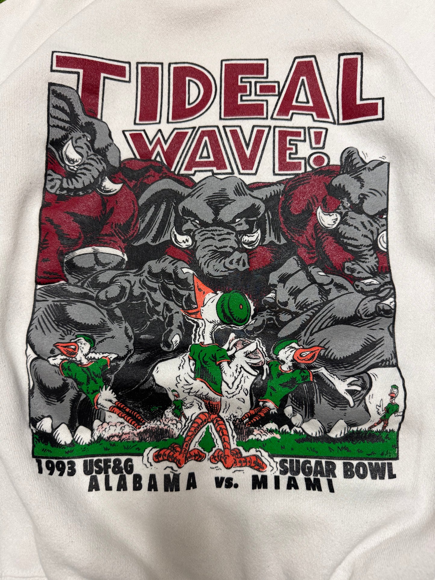 1993 Alabama v Miami Tide-al Wave Vintage College Football Sugar Bowl Crewneck (L)