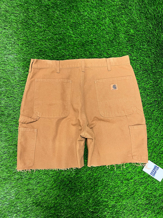 2015 Carhartt Carpenter Workwear Tan Cut Frayed Shorts (36)