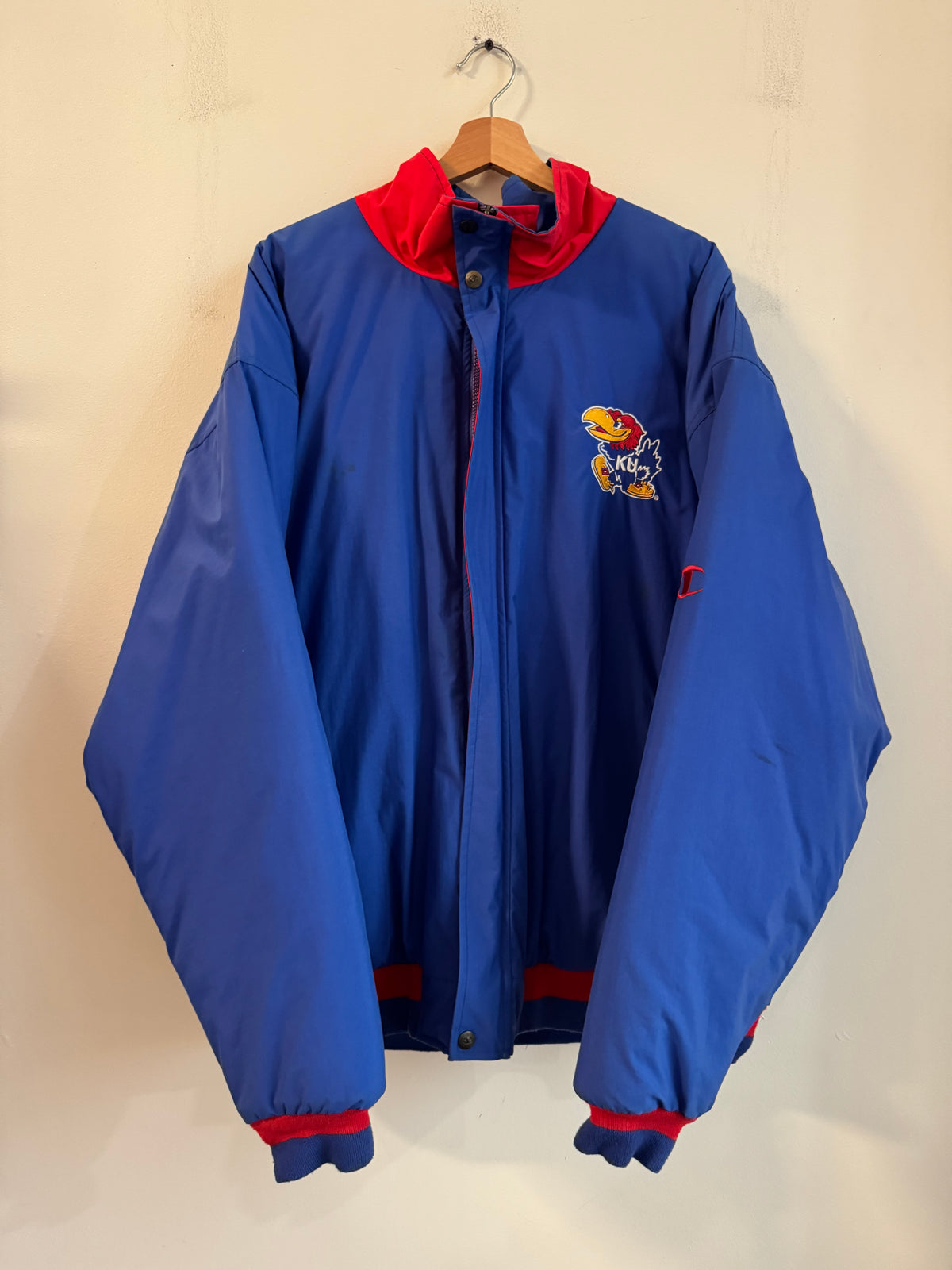 90s Kansas University (KU) Vintage Jayhawks Champion Puffer Jacket (XL)