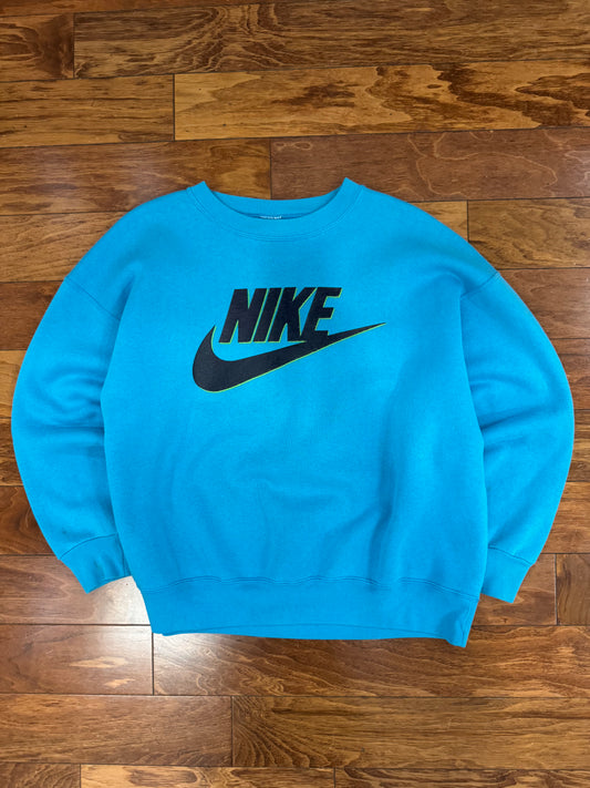 90s Nike Teal Spell Out Crewneck (XL)