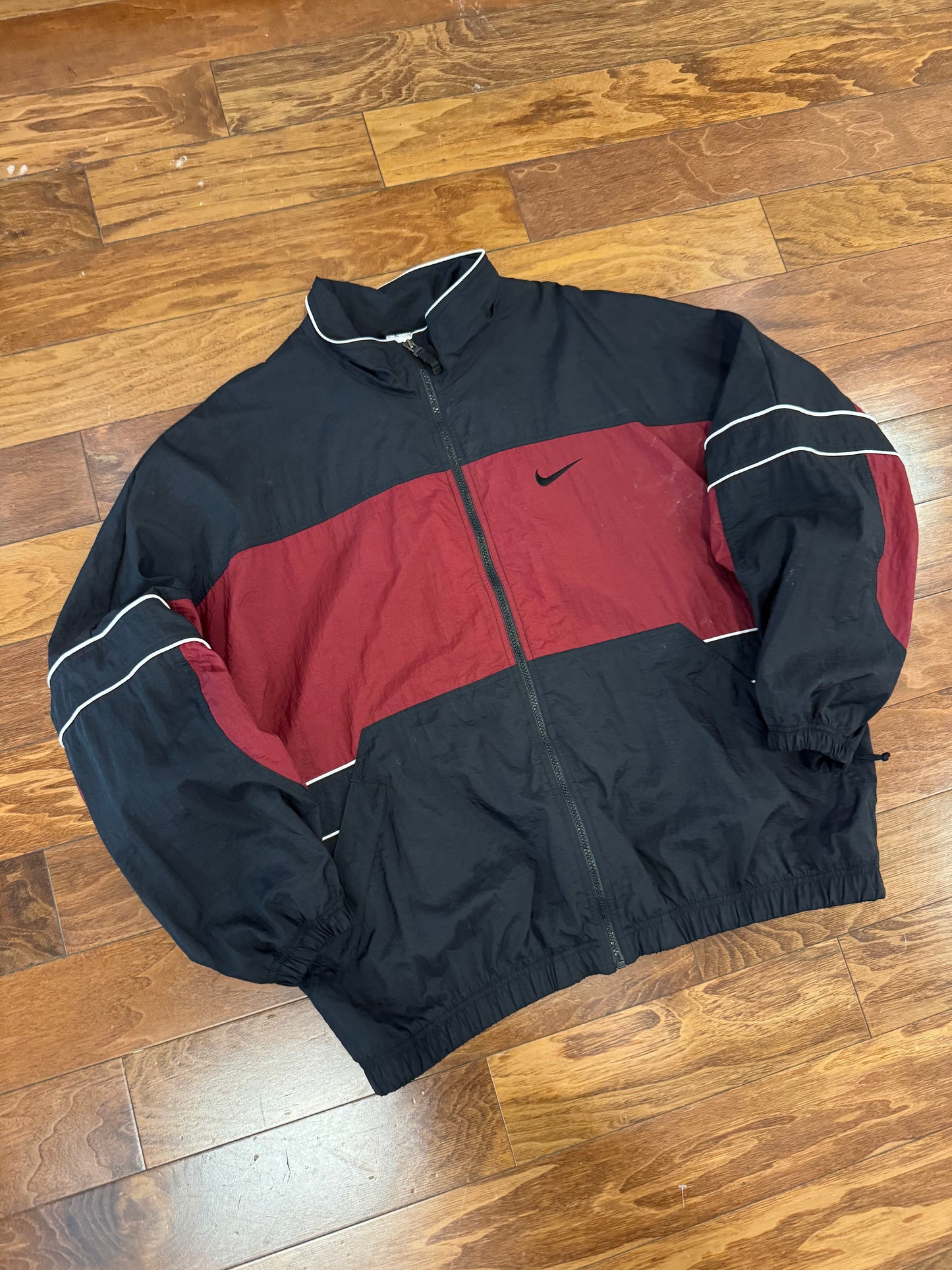 90s Nike Burgundy & Black Windbreaker (XL)