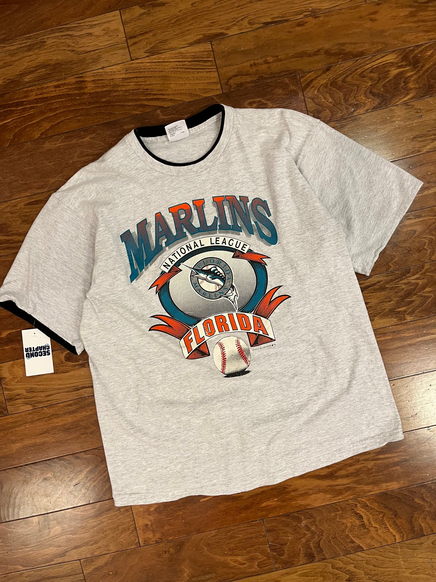 1991 Florida Marlins Double Sleeve Vintage MLB Tee (XL)