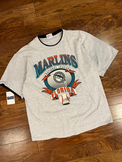 1991 Florida Marlins Double Sleeve Vintage MLB Tee (XL)