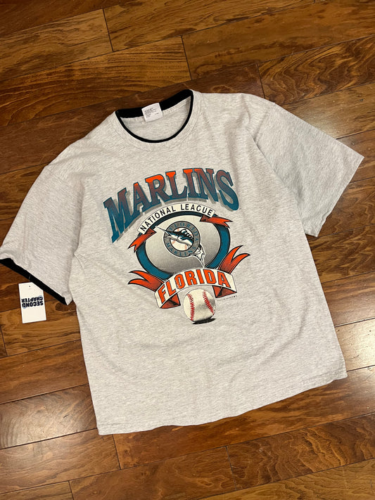 1991 Florida Marlins Double Sleeve Vintage MLB Tee (XL)