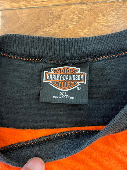 2002 Harley Davidson Orange & Black Tee (XL)