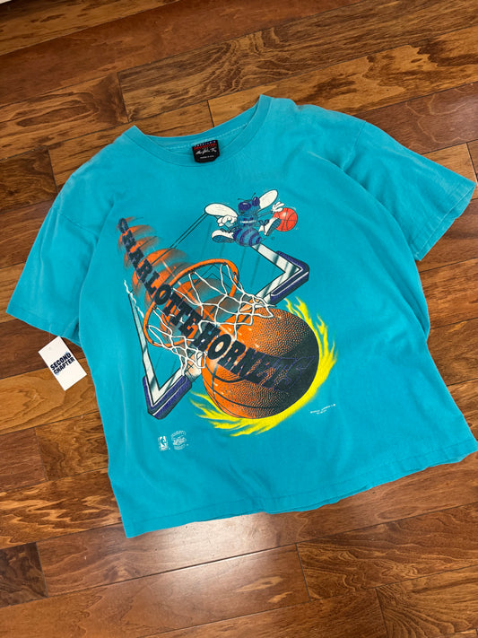 90s Charlotte Hornets Magic Johnson T's Slam Dunk Graphic Tee (XL)