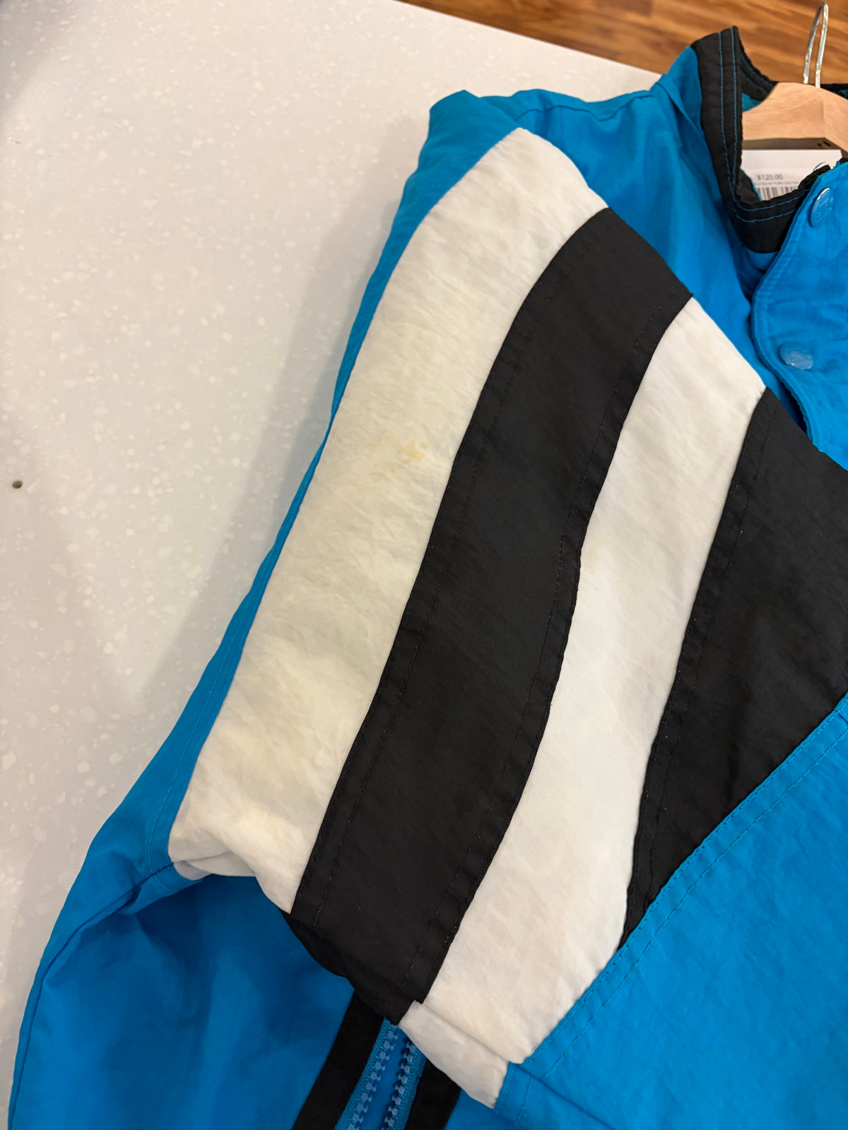 90s Carolina Panthers Blue Stained Starter Puffer Jacket (L)