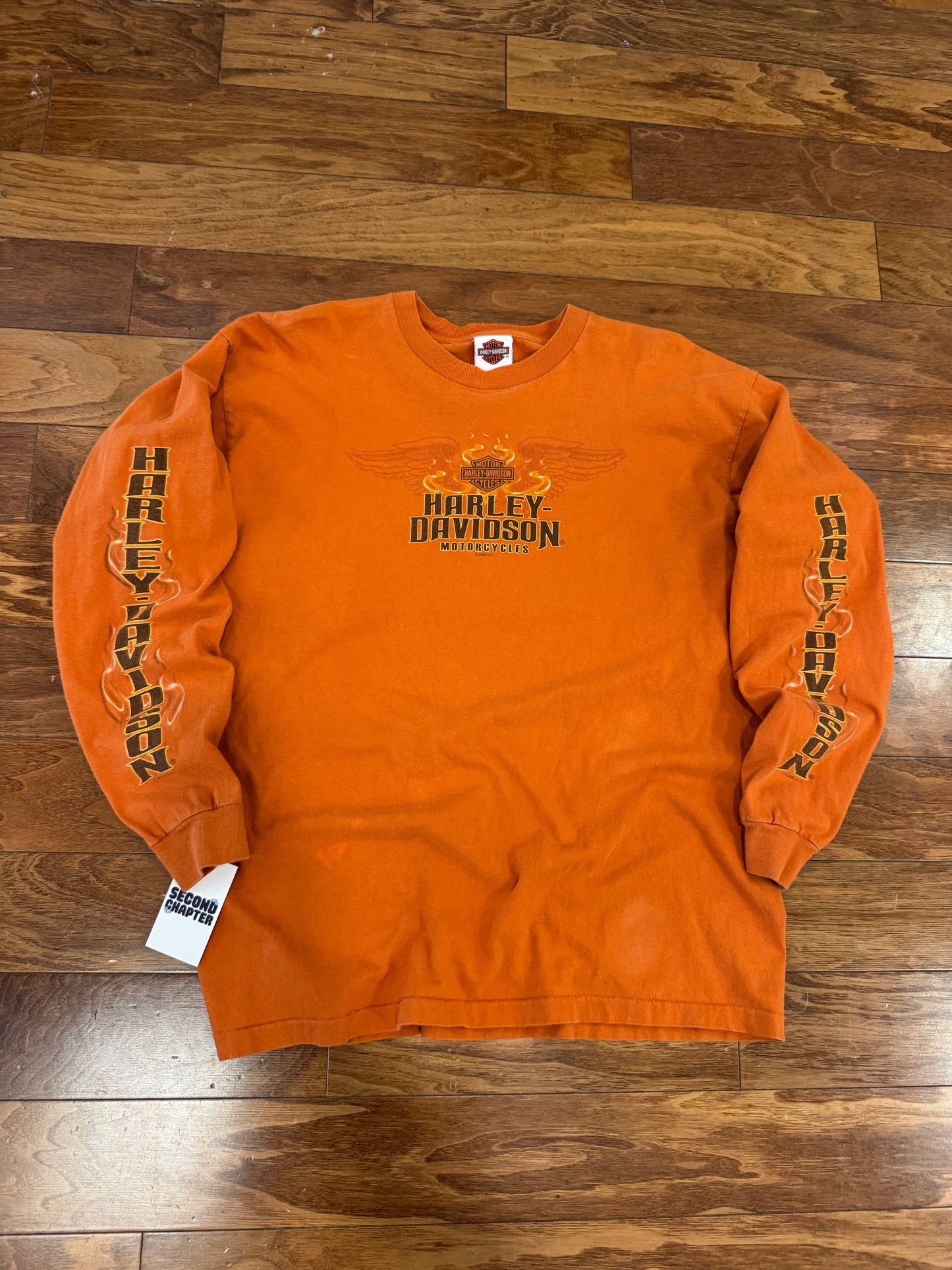 2008 Harley Davidson Orange Wilkesboro Long Sleeve Shirt (XL)
