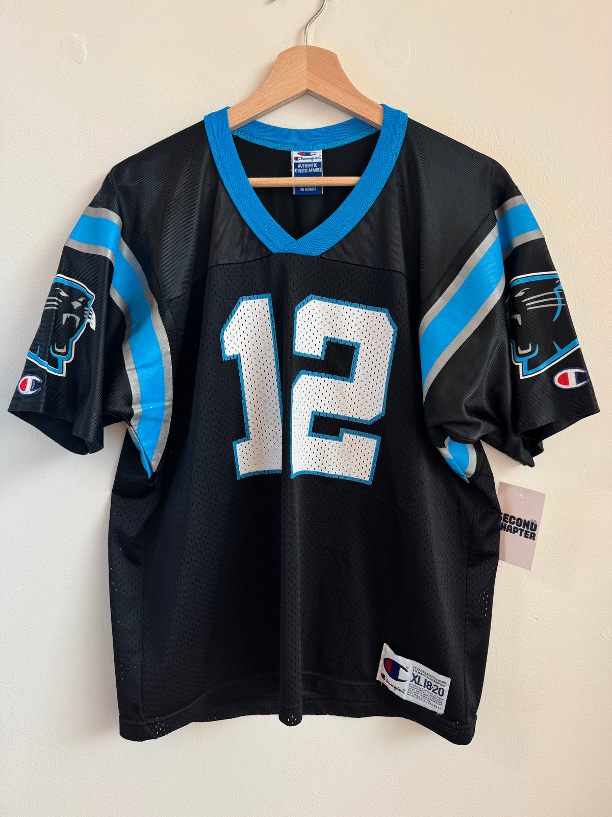 90s Carolina Panthers Kerry Collins Champion Home Jersey (Youth XL)