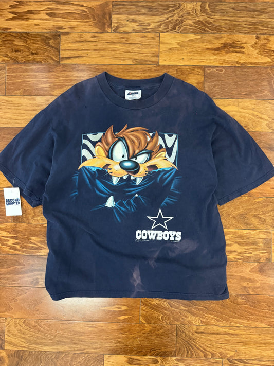 1998 Dallas Cowboys Taz Bleach Faded Tee (XL)