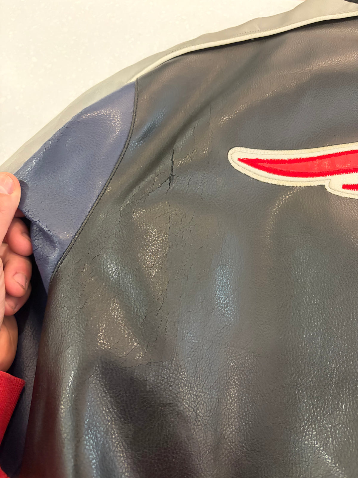 00s New England Patriots NFL Leather Jacket (XL)