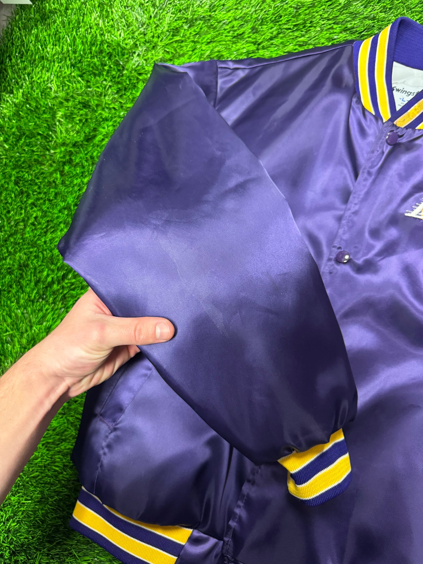 80s Los Angeles Lakers Vintage Swingster Purple Satin Jacket (L)