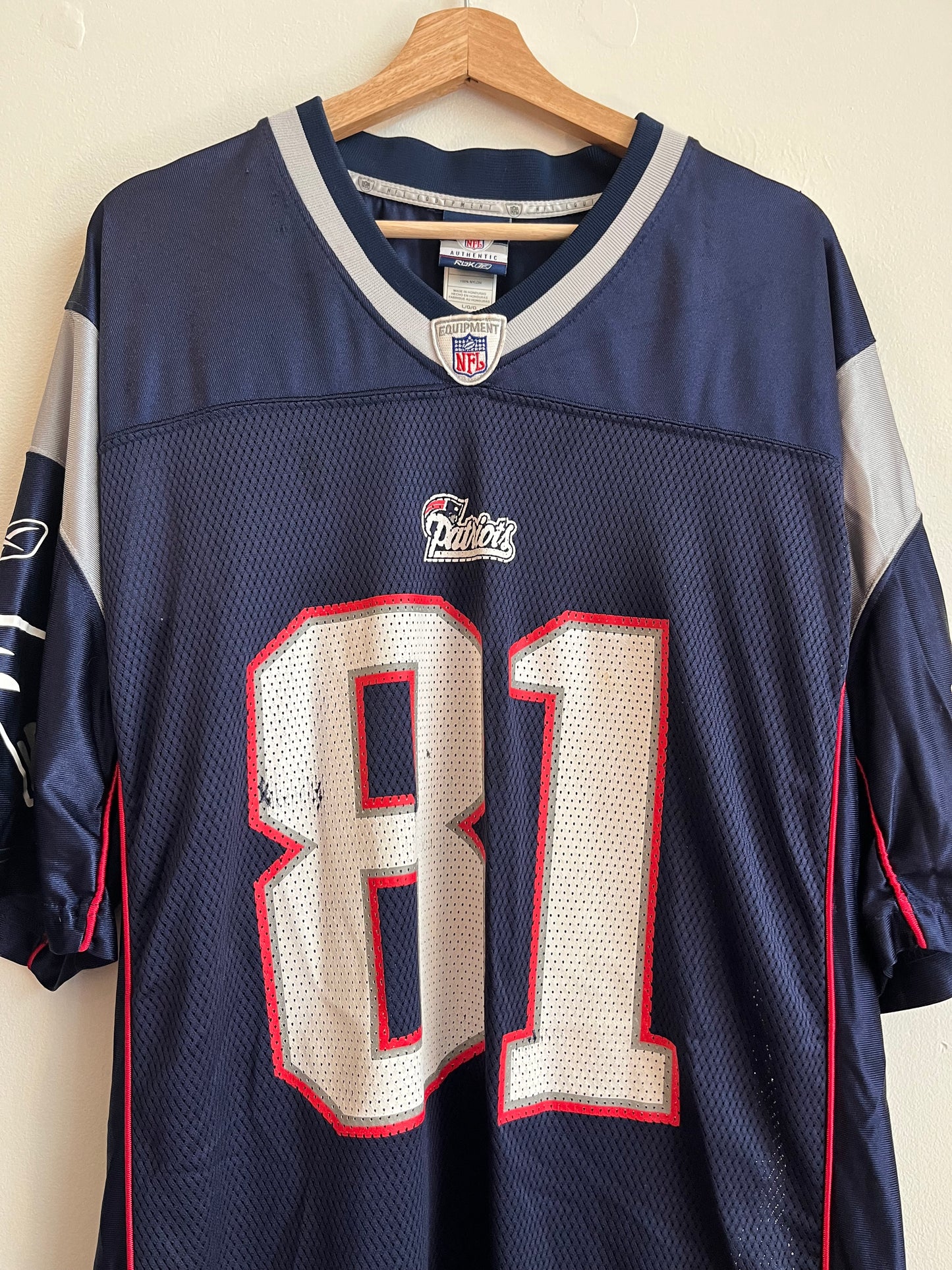 00s New England Patriots Randy Moss Reebok Jersey (L)