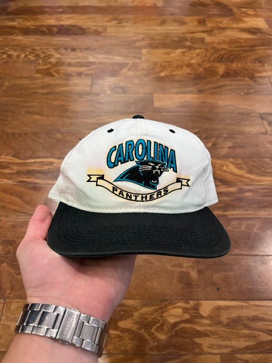 90s Carolina Panthers Spell Out White/Black Hat (OS)
