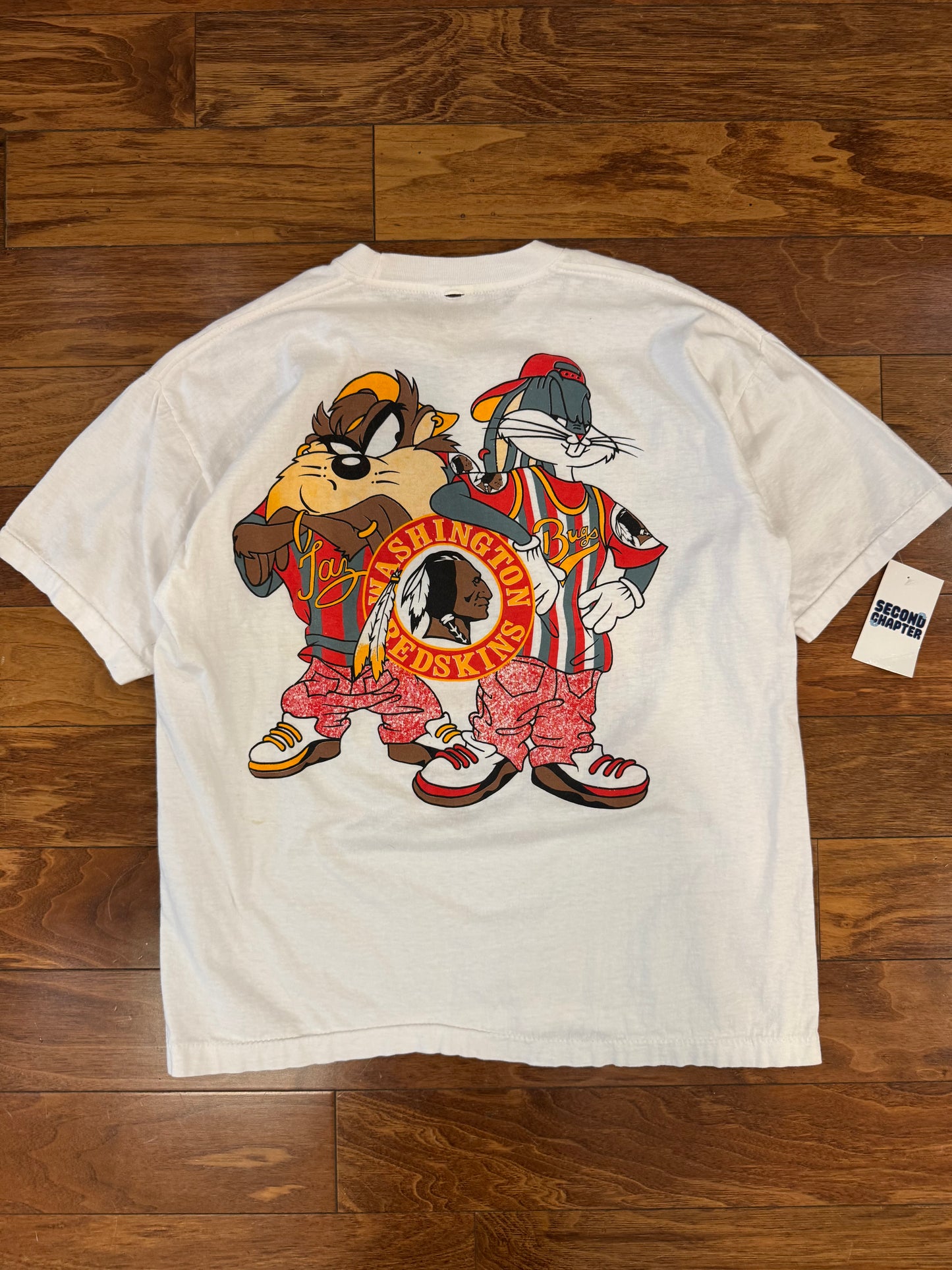 90s Washington Redskins Looney Tunes Taz & Bugs Tee (L)