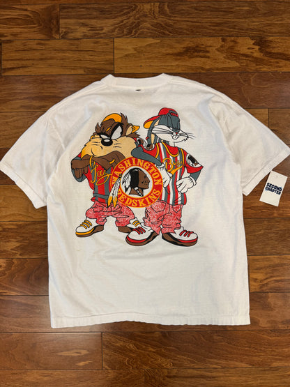 90s Washington Redskins Looney Tunes Taz & Bugs Tee (L)