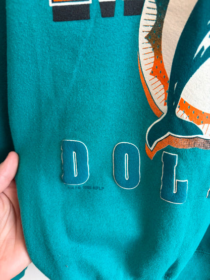 1996 Miami Dolphins Game Day Puff Print Teal Crewneck (L)