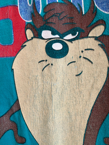 1998 Taz "Don't Even Go There!" Looney Tunes Faded Teal Tee (L)