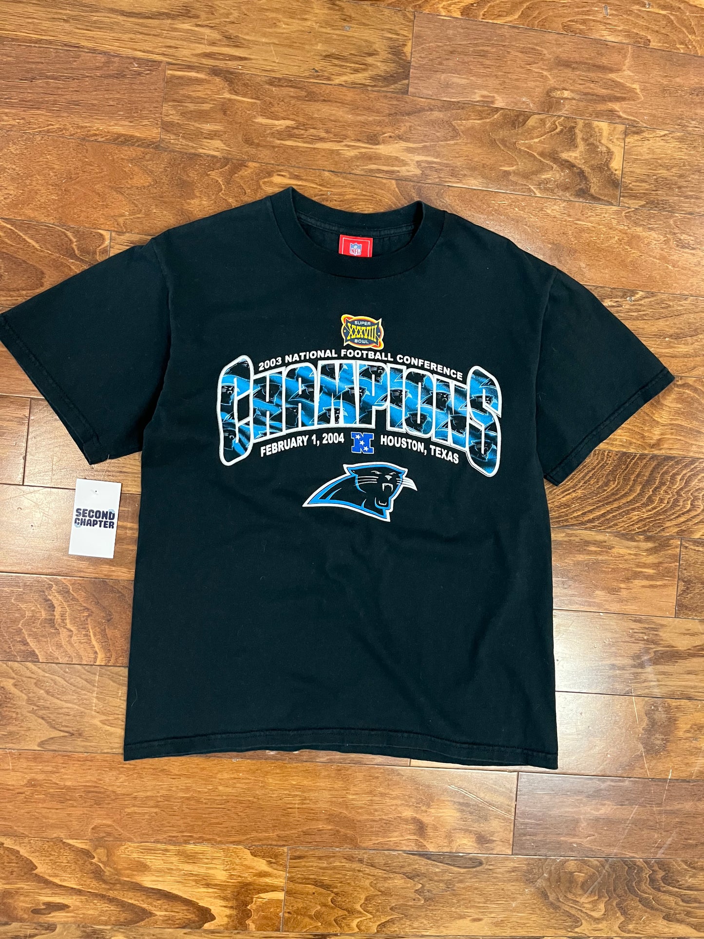 2004 Carolina Panthers Black Super Bowl Tee (M)