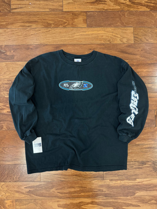 2003 Eagles NFL Black Graphic Long Sleeve Tee (XL)
