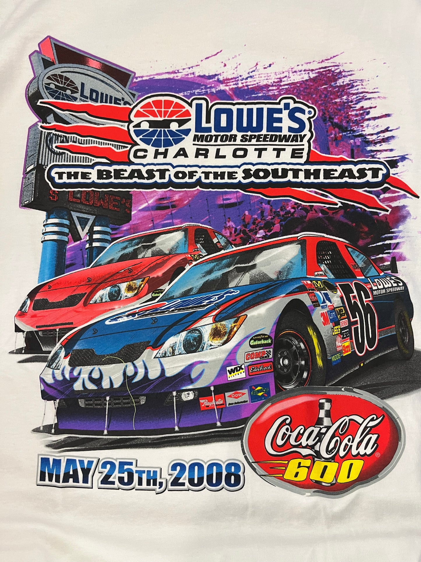 2008 Lowe's "Beast Of The Southeast" Coca Cola 600 Nascar Tee (XXL)