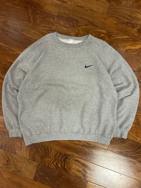90s Nike Essential Gray Big Swoosh Crewneck (XL)