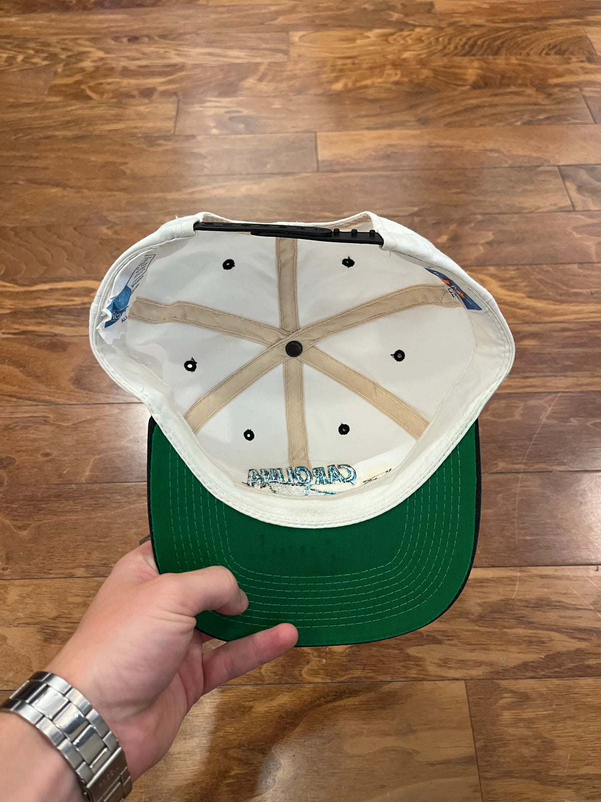 90s Carolina Panthers Spell Out White/Black Hat (OS)