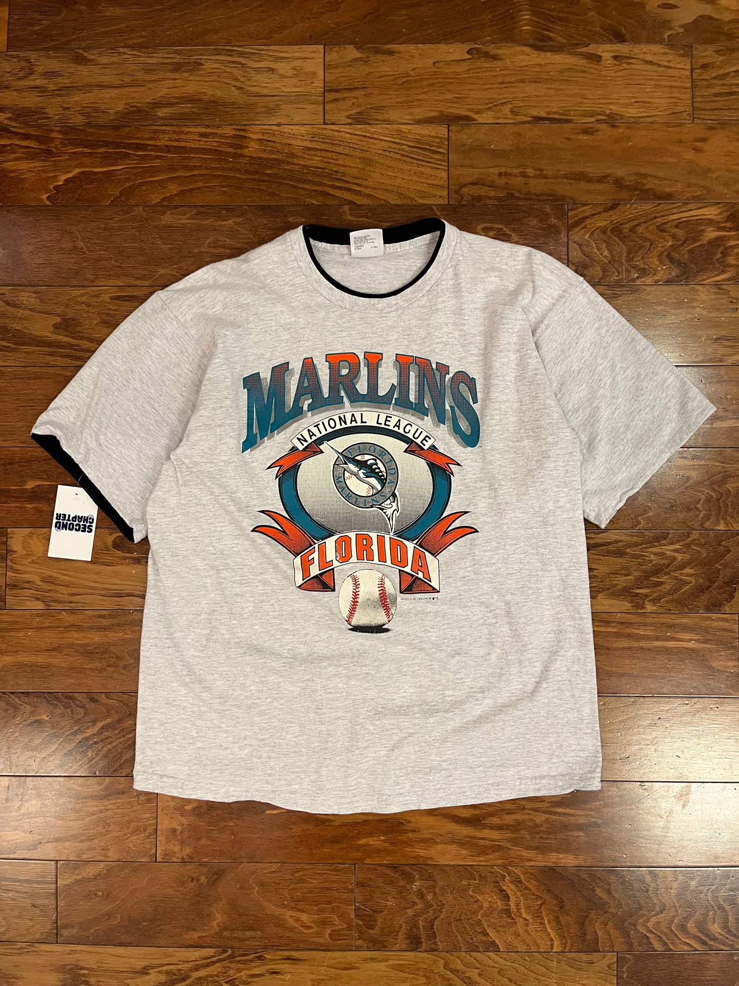 1991 Florida Marlins Double Sleeve Vintage MLB Tee (XL)