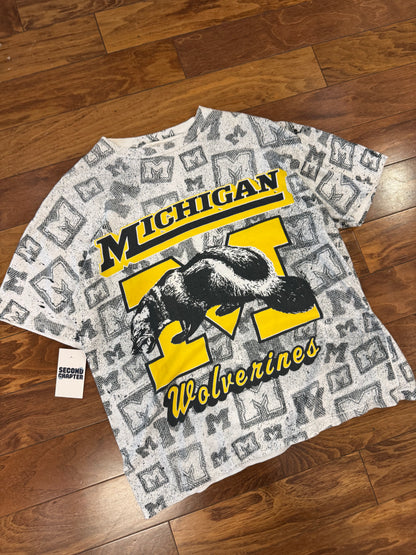 90s Michigan Wolverines All Over Print Rare Tee (XL)