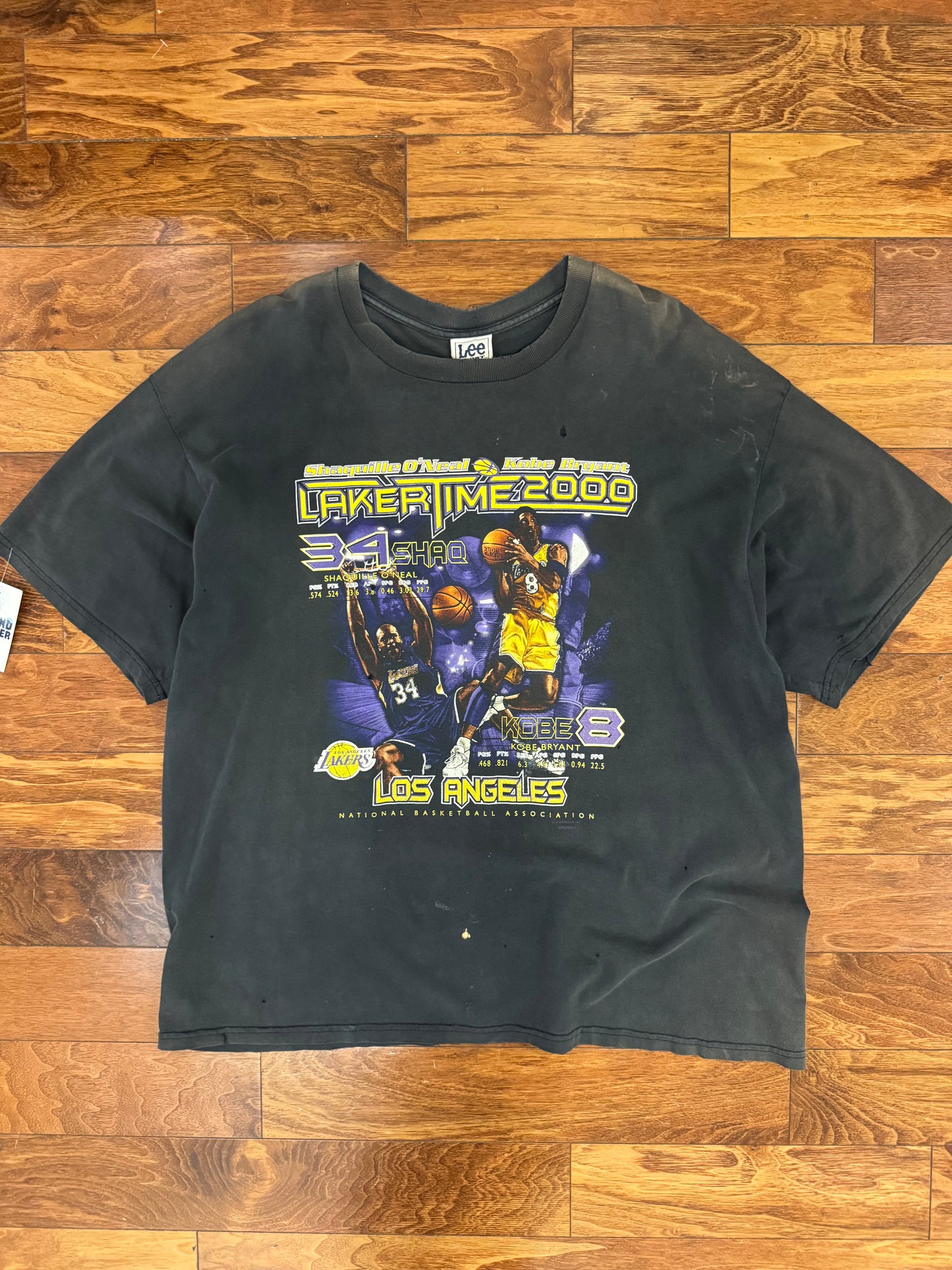 2000 Los Angeles Lakers Lakertime Kobe Bryant + Shaquille O'Neal Vintage Tee (XXL)