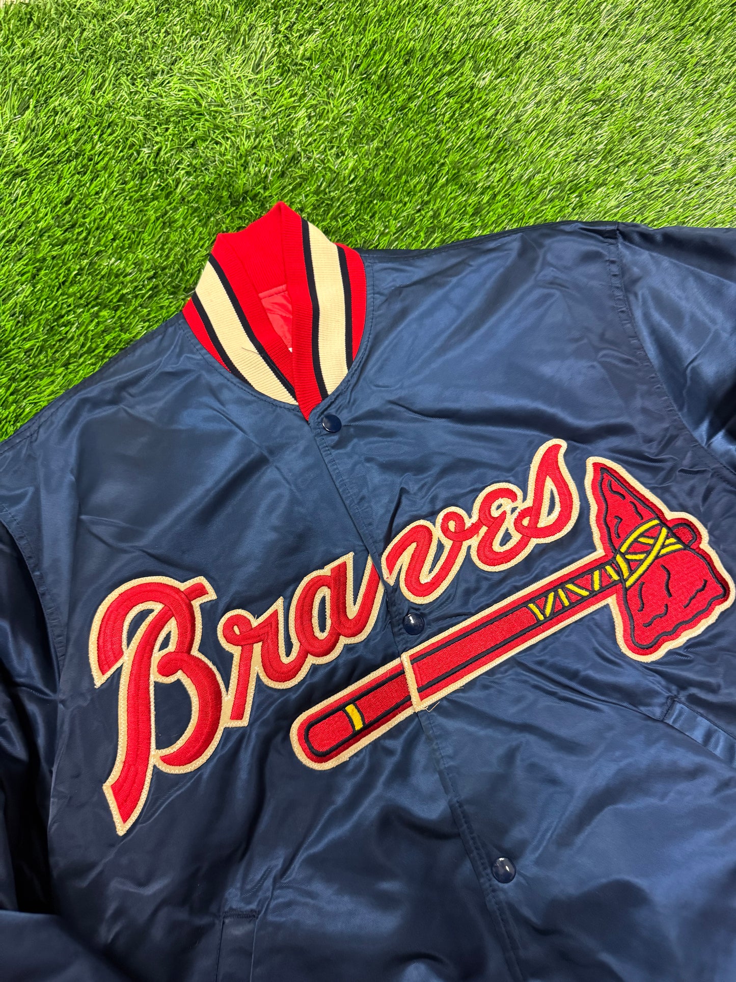 90s Atlanta Braves Vintage MLB Starter Satin Jacket (XL)
