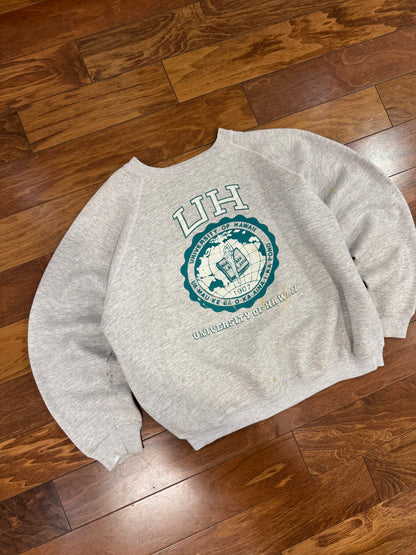 80s University of Hawaii Rainbows Paint Splatter Vintage Boxy Crewneck (XL)