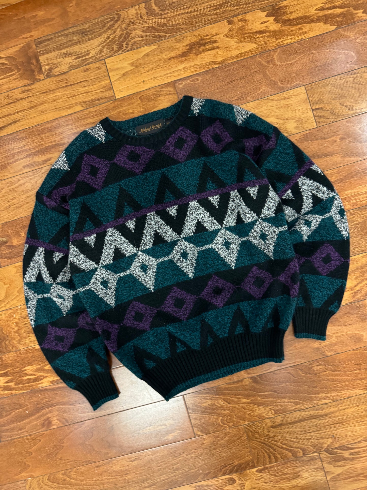 90s Michael Gerald Geometric Knit Sweater (M)