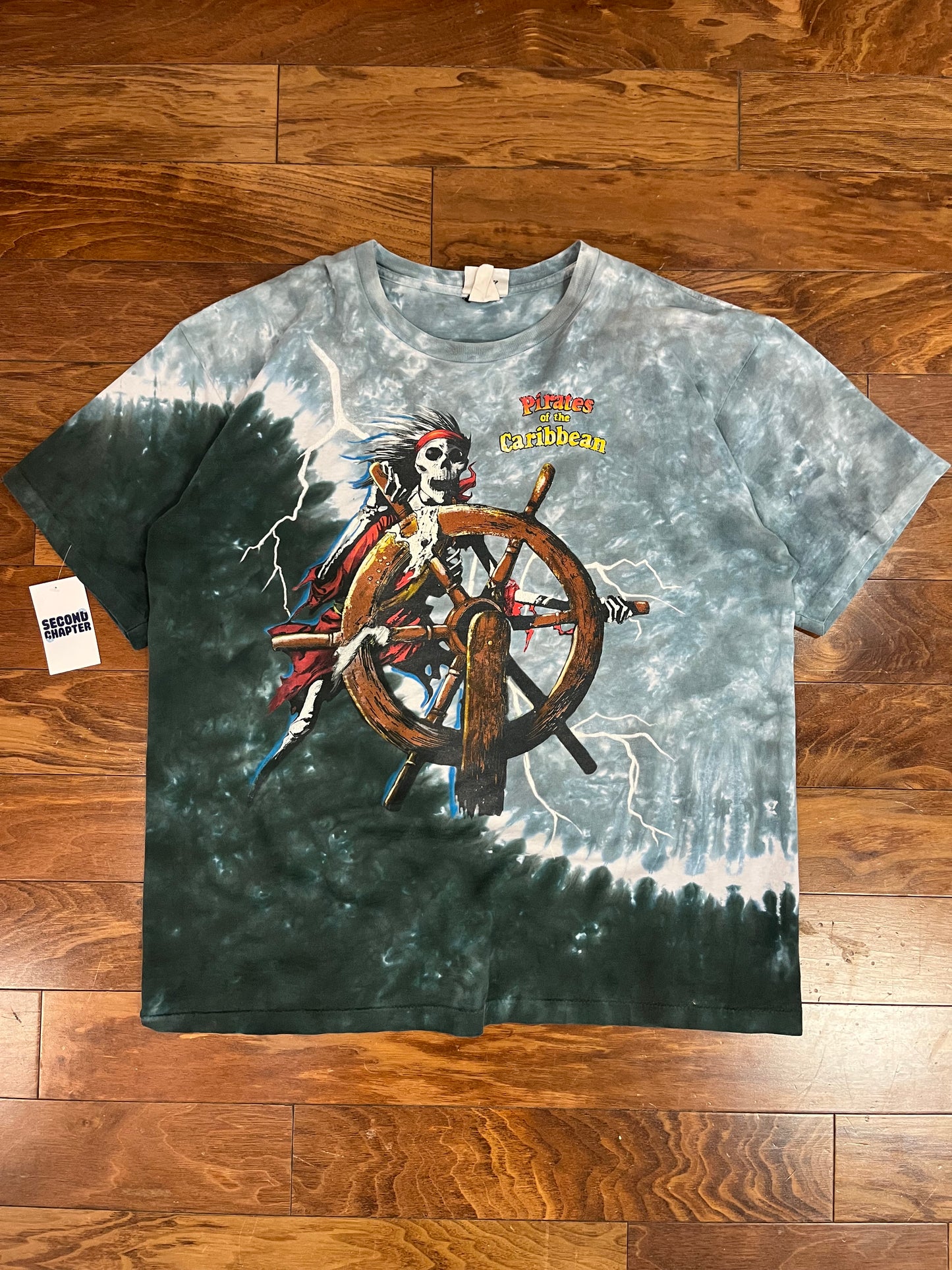 90s Pirates of the Caribbean Tie Dye Vintage Disney Grail Movie Promo Tee (XL)