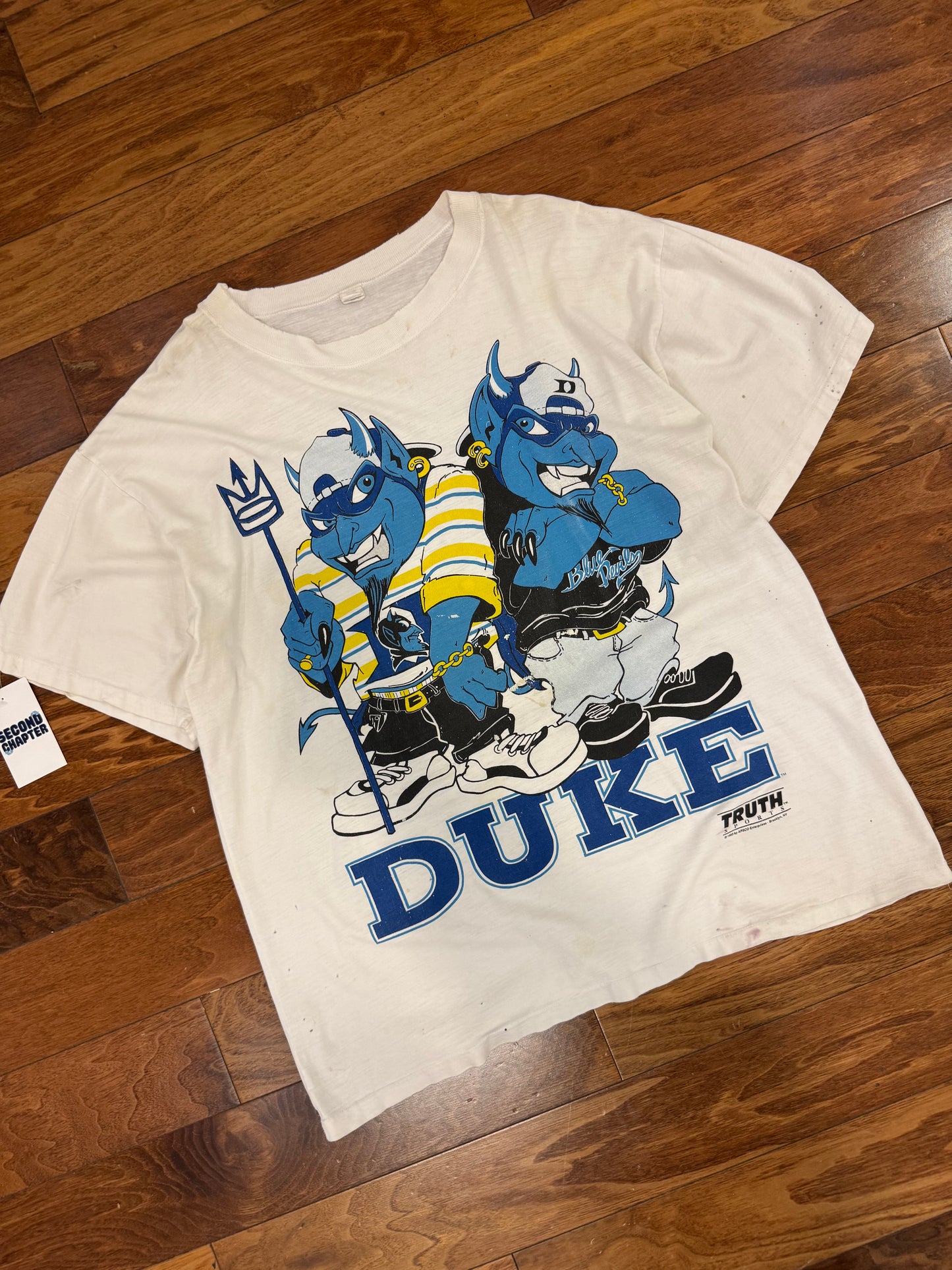 1993 Duke Blue Devils Cartoon Mascots Vintage Tee (XL)